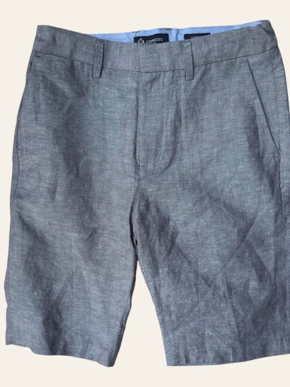 J.Crew Crewcuts Thompson Linen Cotton Chino Shorts Boys Sz 12 Oxford Blue